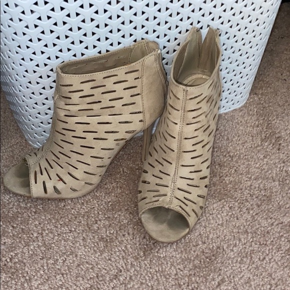 Nude Boot Open-Toed Heels - Picture 1 of 4